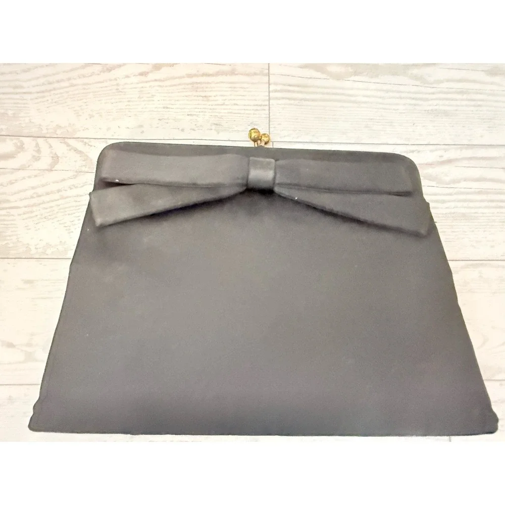 Vintage 1960s L & M Spotlite Black Satin Purse w Matching Coin Bag Evening Bag